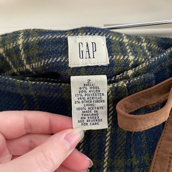 Vintage 90s GAP Mini Skirt Wrap Tie Front Wool Plaid Blue Green Fairy Whimsigoth - Picture 3 of 8